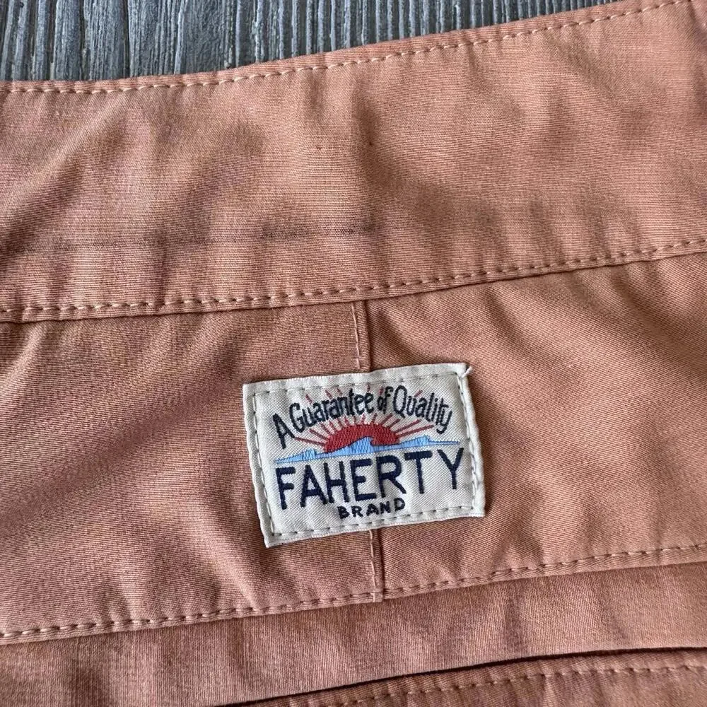 Faherty All Day Shorts Mens 36 Orange Casual Drawstring Pockets Performance 6”